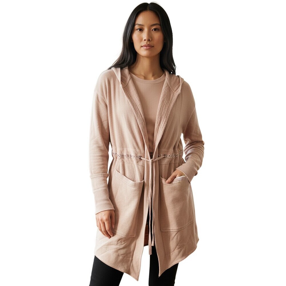 Free People Studio City Cardigan Rose Oversized Size Small Hooded Tie Waist